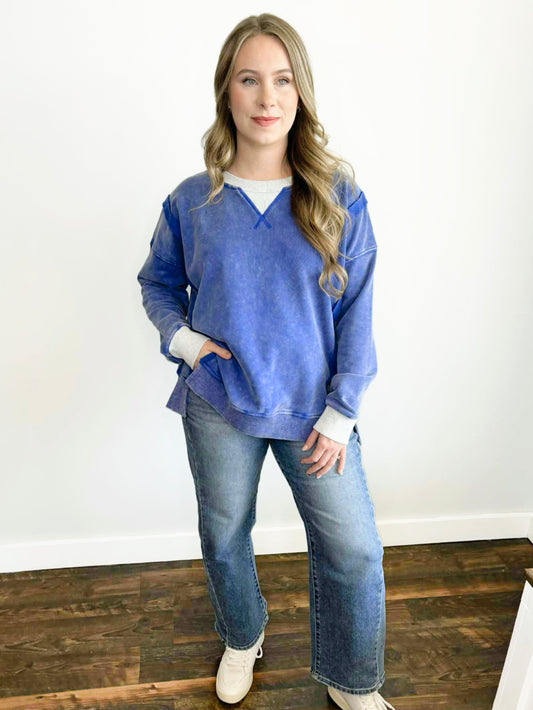 Mabel Color Block Sweatshirt | Royal