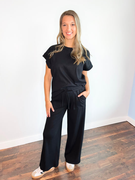 Hannah Ribbed Knit Set | Black