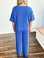 Briley Ribbed Short Sleeve Top and Pants Set | Classic Blue
