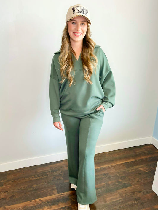 Carley Scuba Pullover & Pants Set | Dark Forest