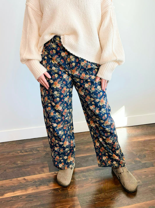 Mae Floral Denim Barrel Jeans