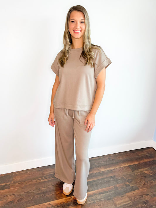 Hannah Ribbed Knit Set | Ash Mocha