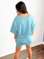 Mandy Cotton Short Sleeve Top and Biker Shorts Set | Dusty Teal