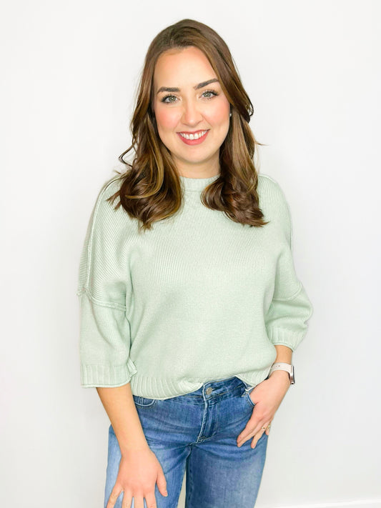 Bessie Half Sleeve Sweater | Light Mint