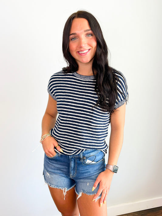 Felix Striped Knit Top | Navy