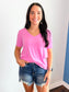 Riley Basic V-Neck Short Sleeve Tee | Candy Pink