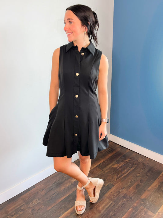 Hollis Button Down Dress | Black