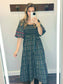 Maggie Tartan Smocked Maxi Dress | Green