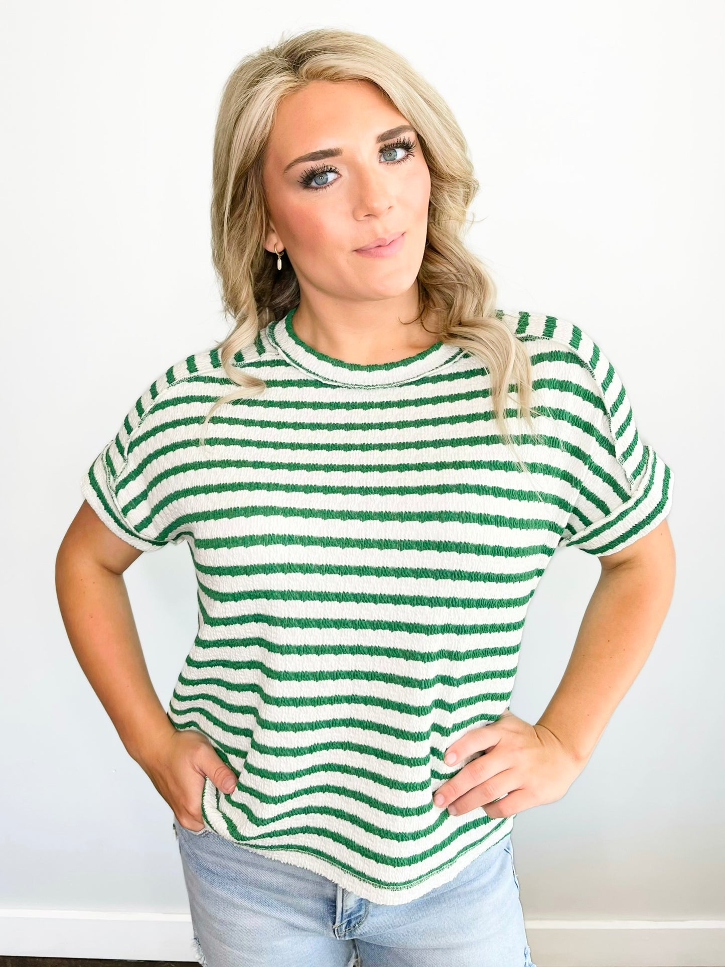 Andrea Striped Short Sleeve Top | K Green