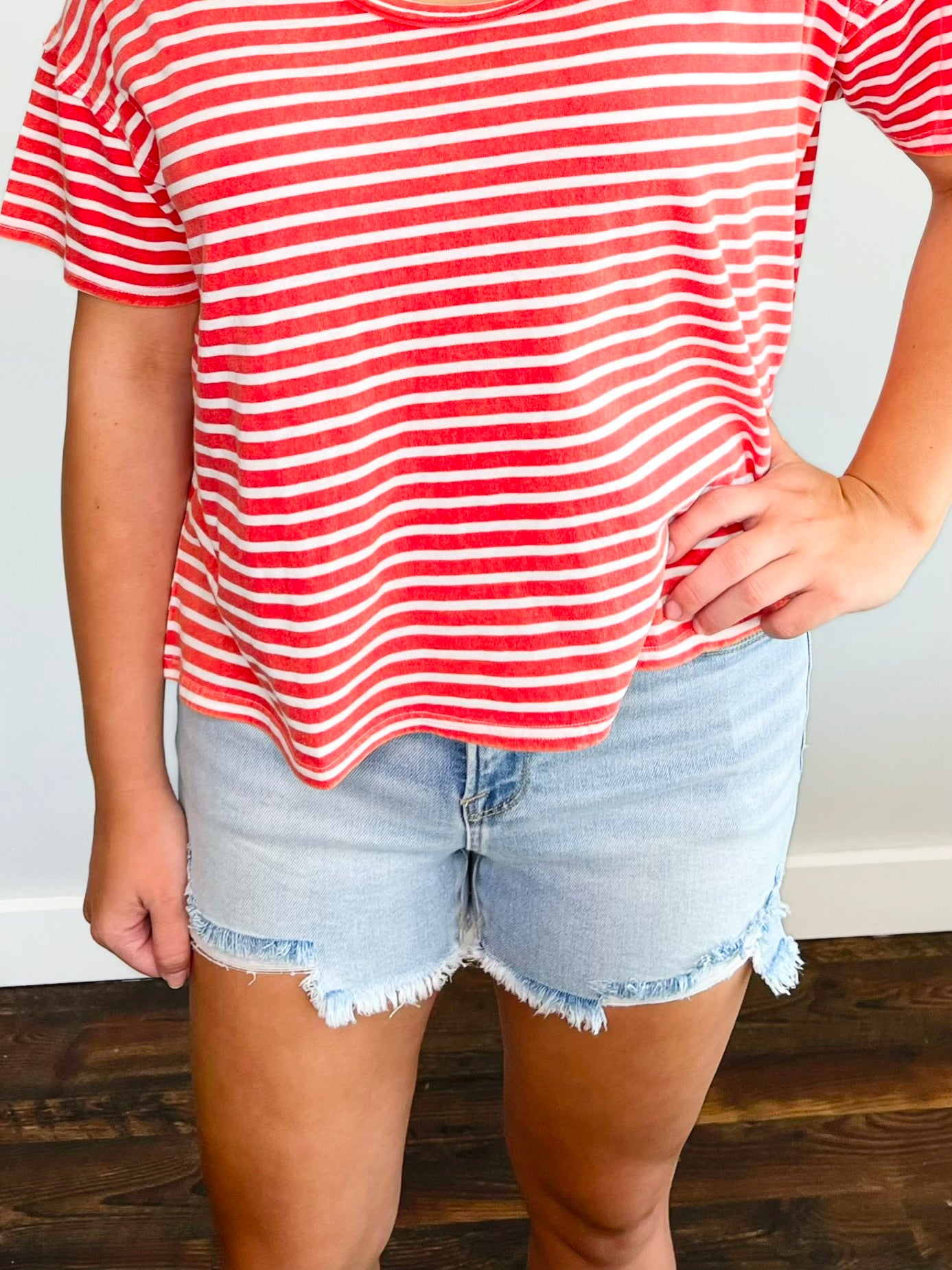 Betsy High-Rise Distressed Risen Shorts | Light Wash