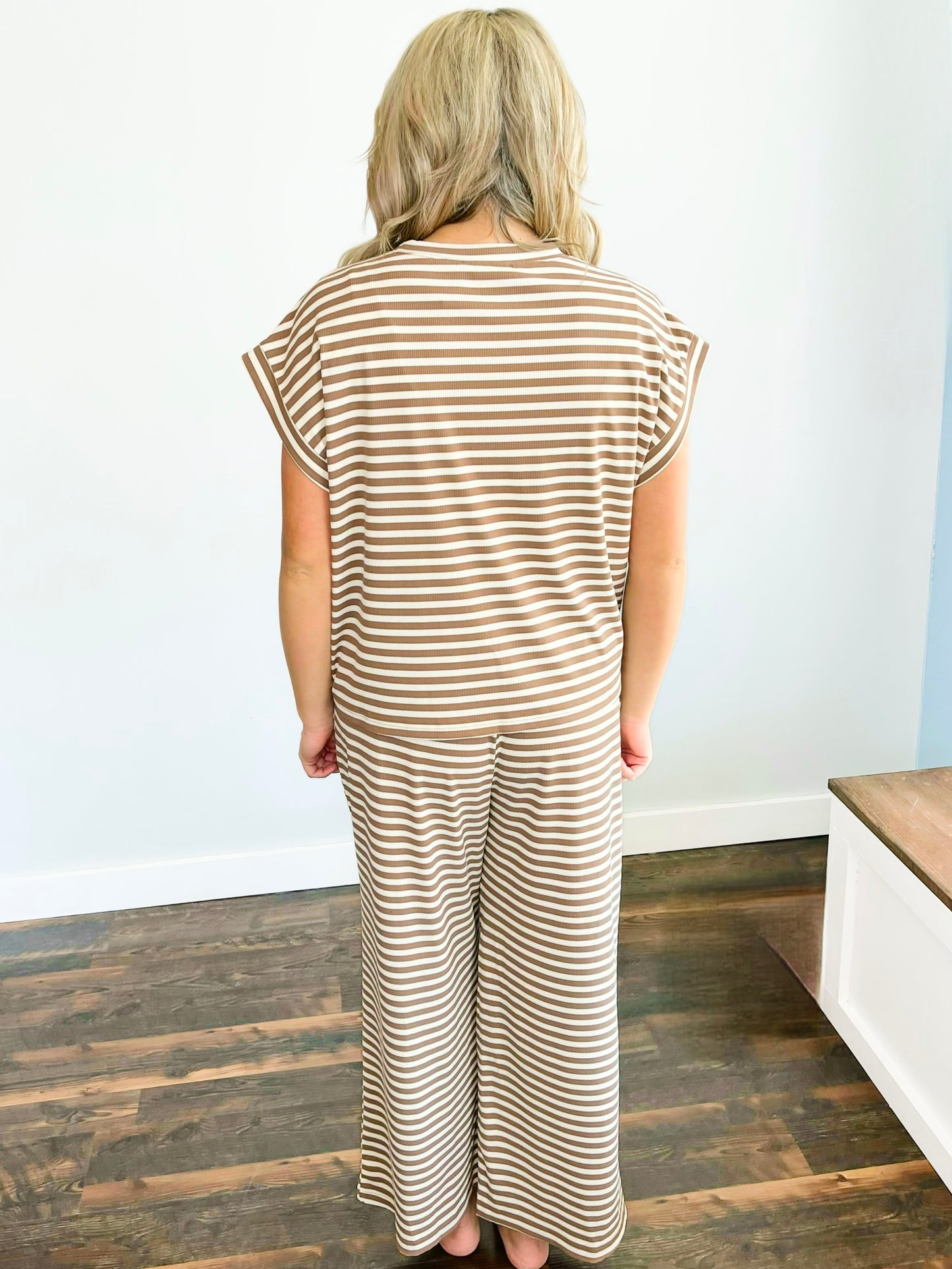 Walker Ribbed Top & Pants Set | Taupe/Cream