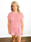 Nate Textured Stripe Top & Shorts Set | Red