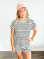 Nate Textured Stripe Top & Shorts Set | Black