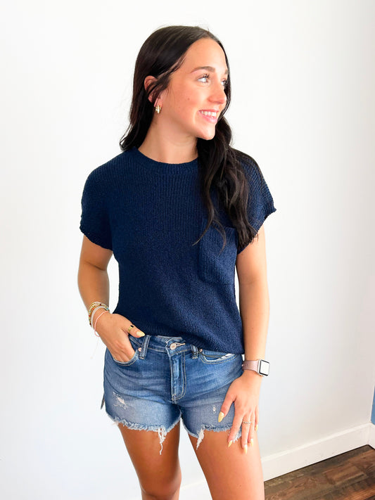 Myrtle Lightweight Sweater Top | Navy