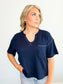 Georgie Ribbed Boxy Tee | Navy