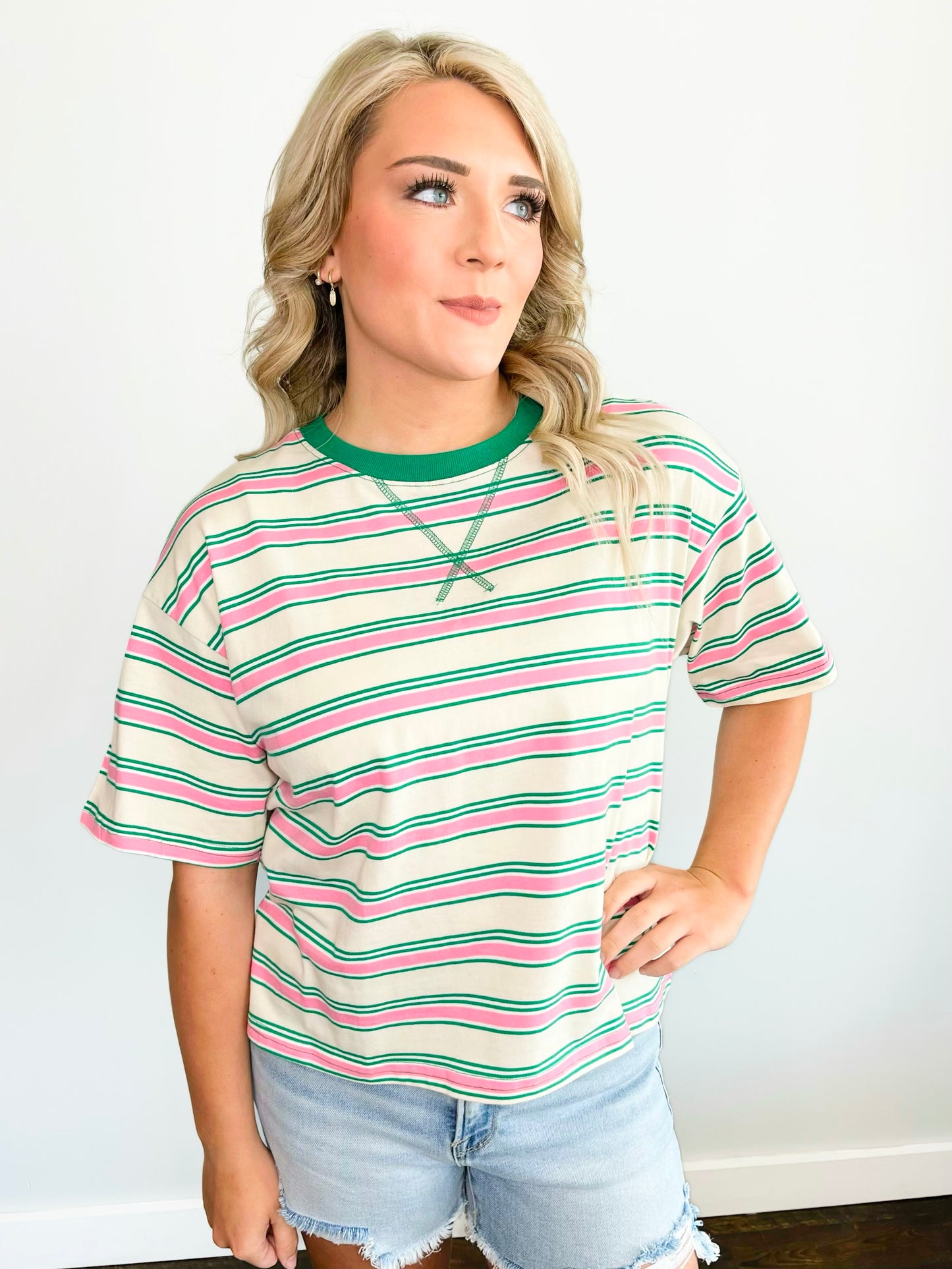 Evelyn Striped Top | Cream Combo