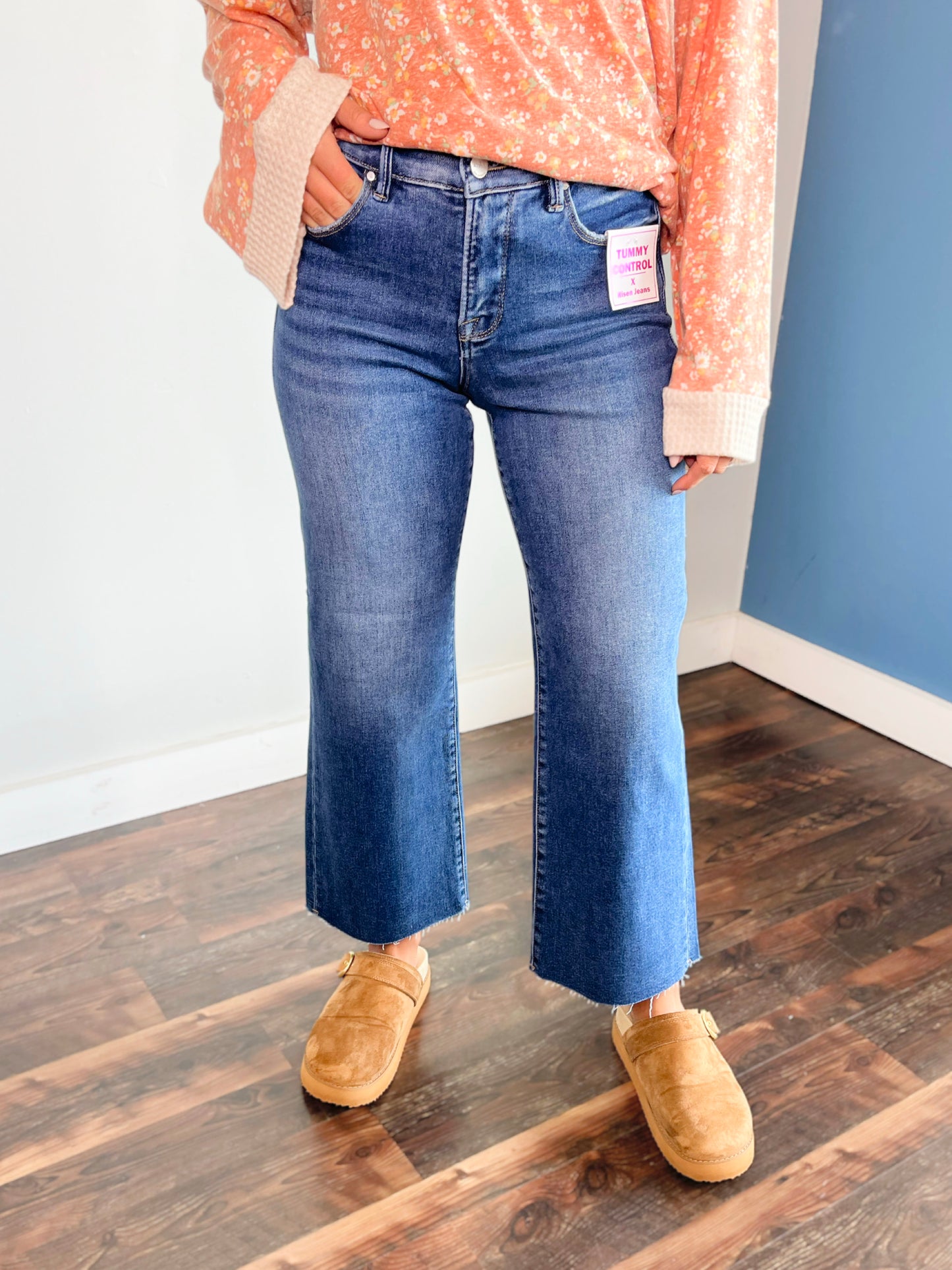 Davi Tummy Control Cropped Risen Jeans | Dark