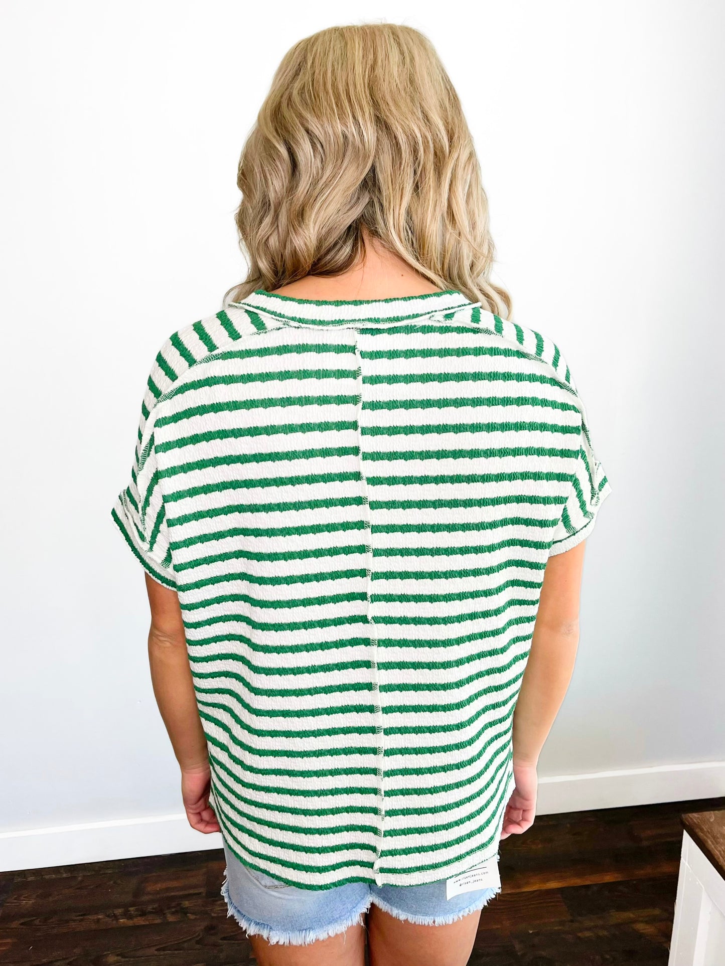 Andrea Striped Short Sleeve Top | K Green