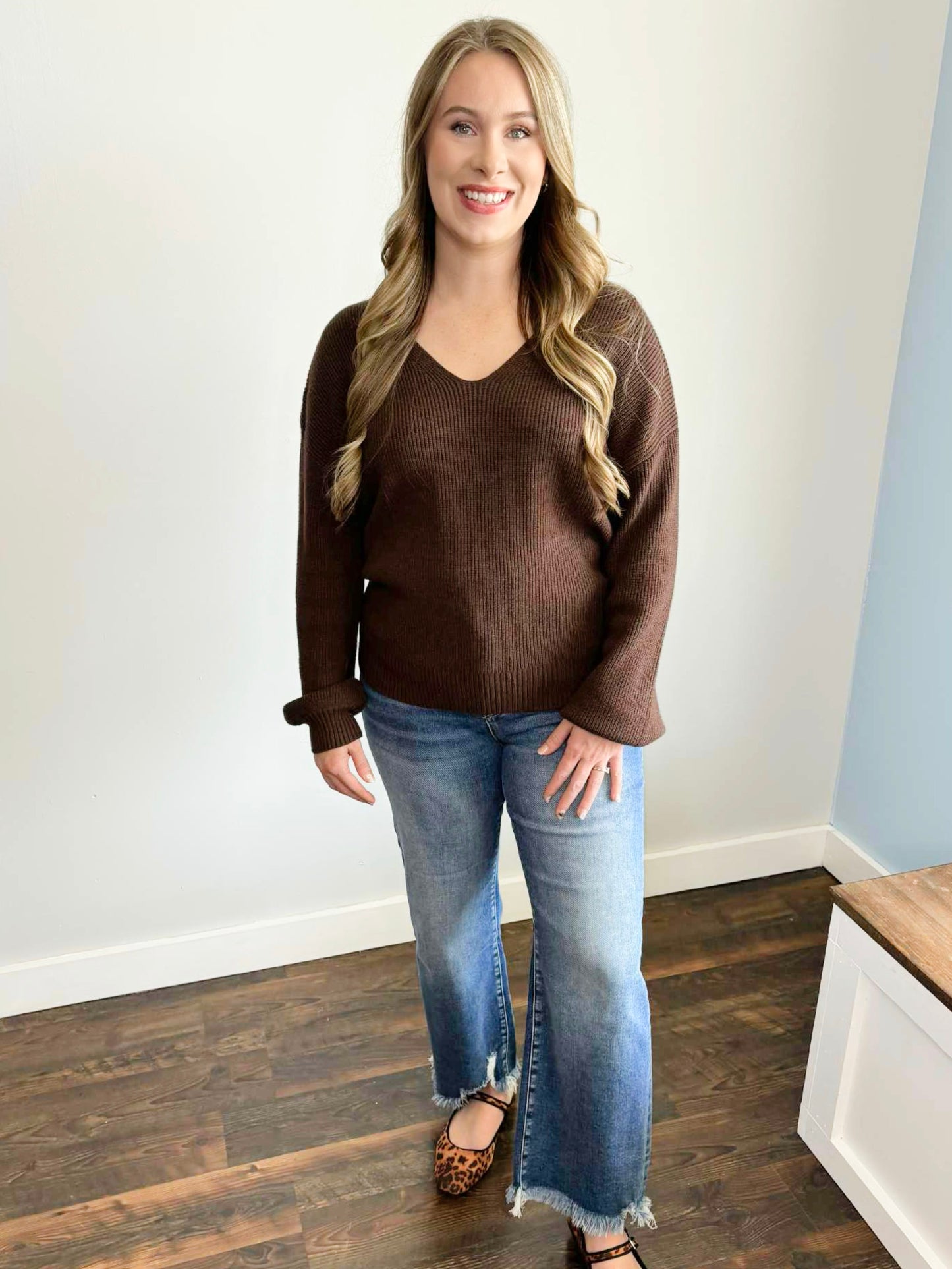 Charlotte Bow Back Sweater | Brown