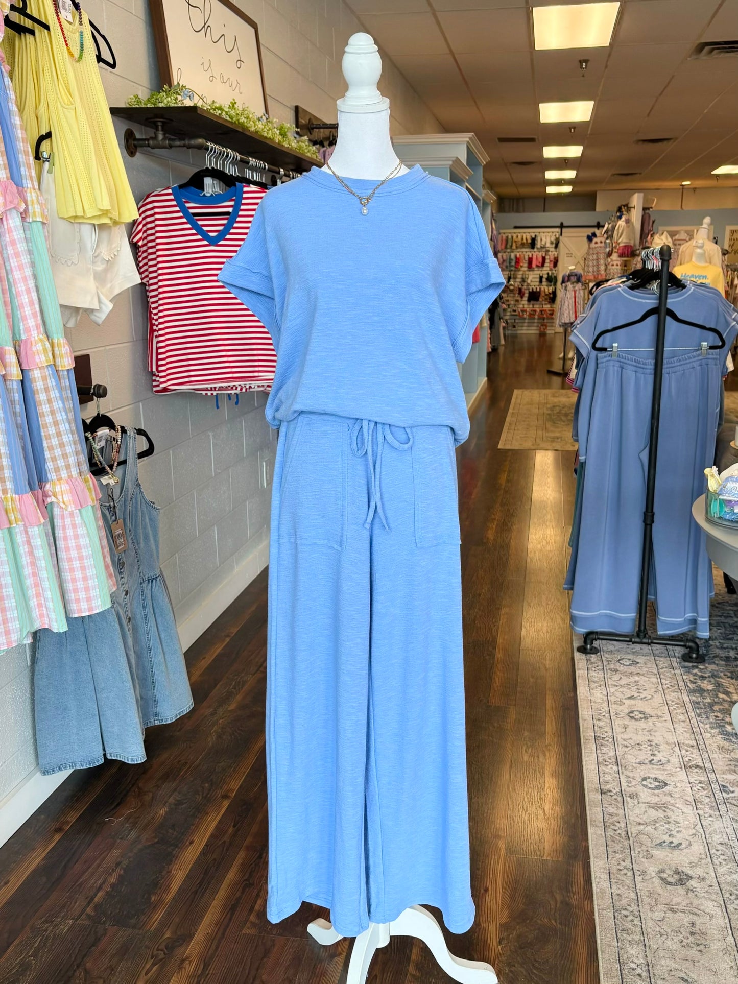 Christine Slub Pant Set | Cornflower