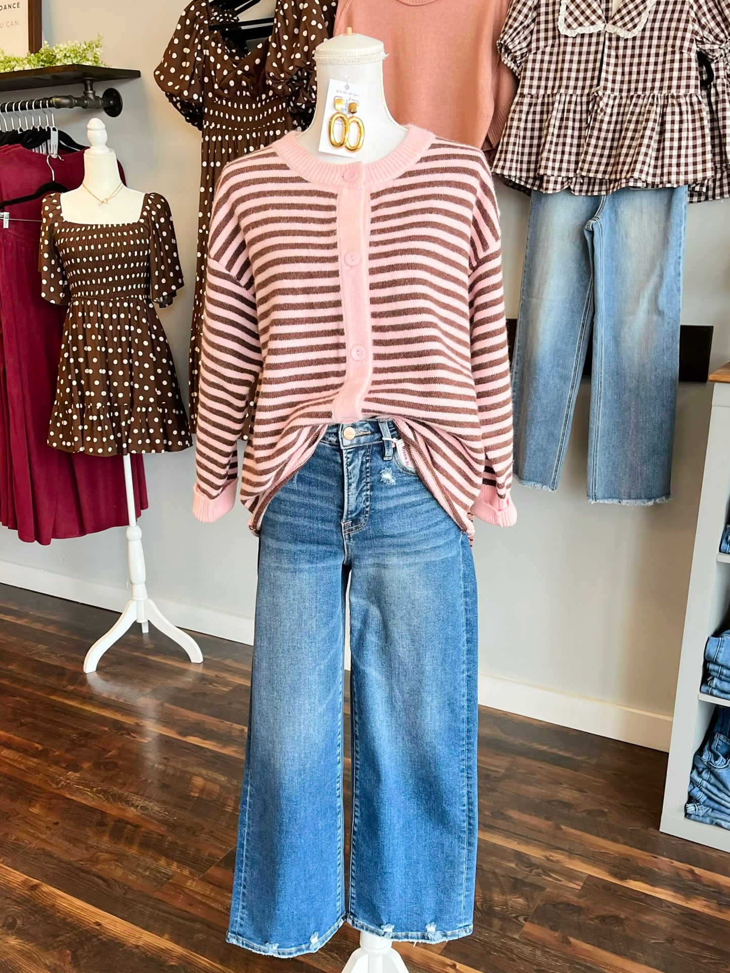 Gracie Oversized Striped Cardigan | Pink/Sephia
