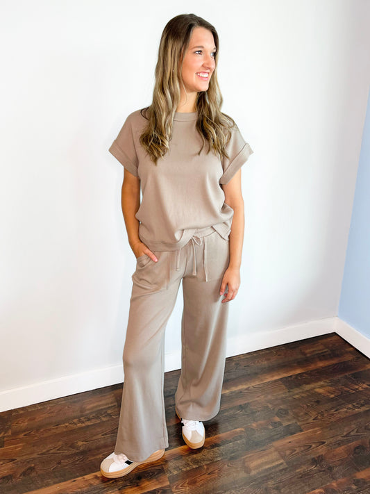 Hannah Ribbed Knit Set | Ash Mocha