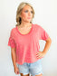 Bessie Washed Striped Tee | Red