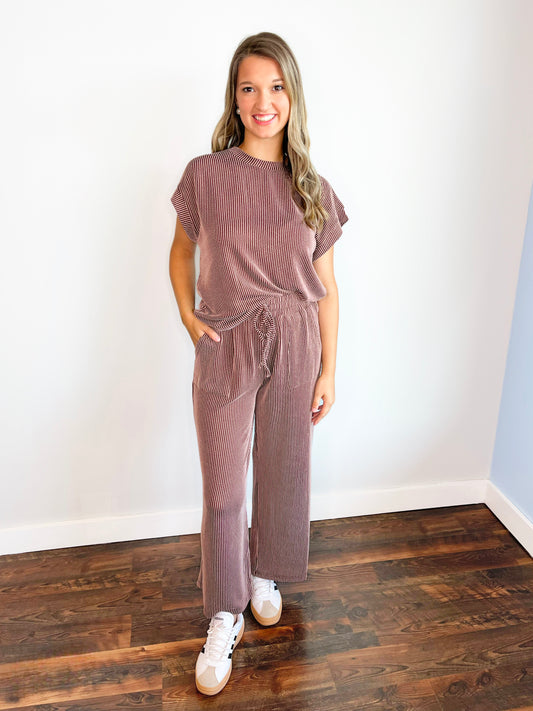 Jasper Ribbed Knit Set | Brown