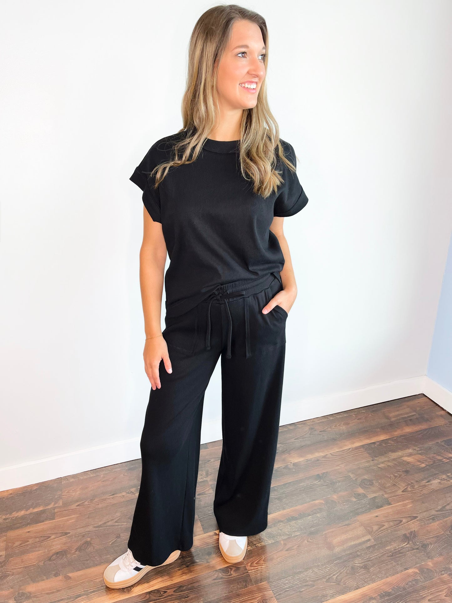 Hannah Ribbed Knit Set | Black
