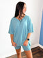Mandy Cotton Short Sleeve Top and Biker Shorts Set | Dusty Teal