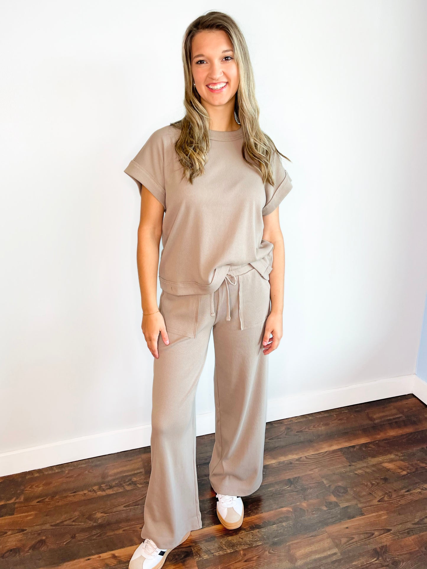 Hannah Ribbed Knit Set | Ash Mocha