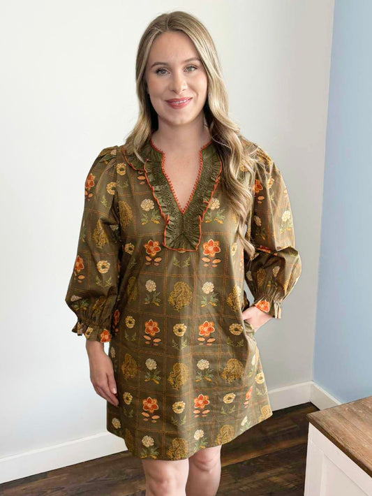 Greer 3/4 Sleeve Floral Dress