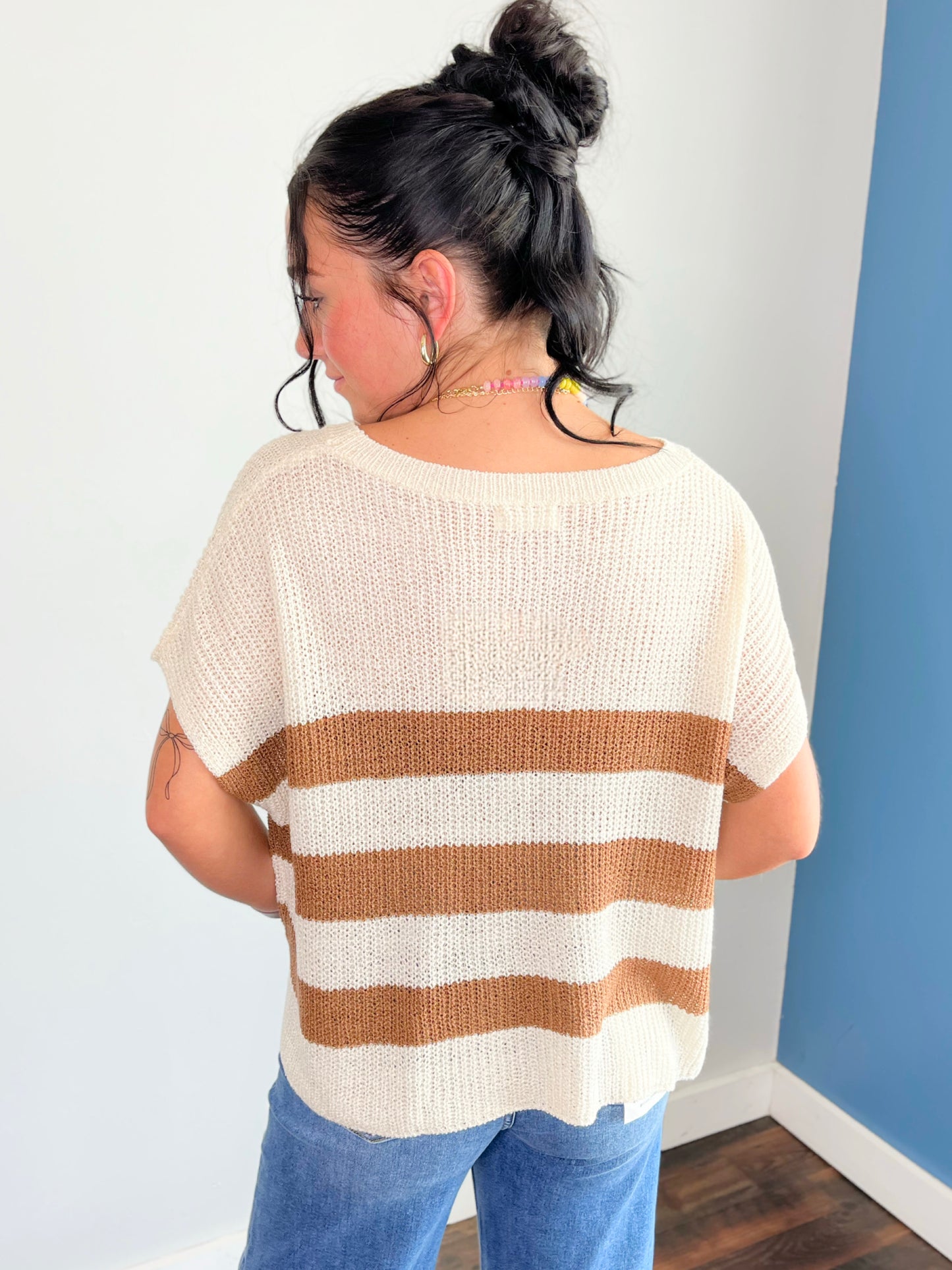 Lola Striped Knit Top | Mocha