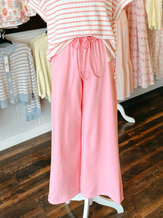 Kara Fleece Exposed Seam Pants | Dark Pink