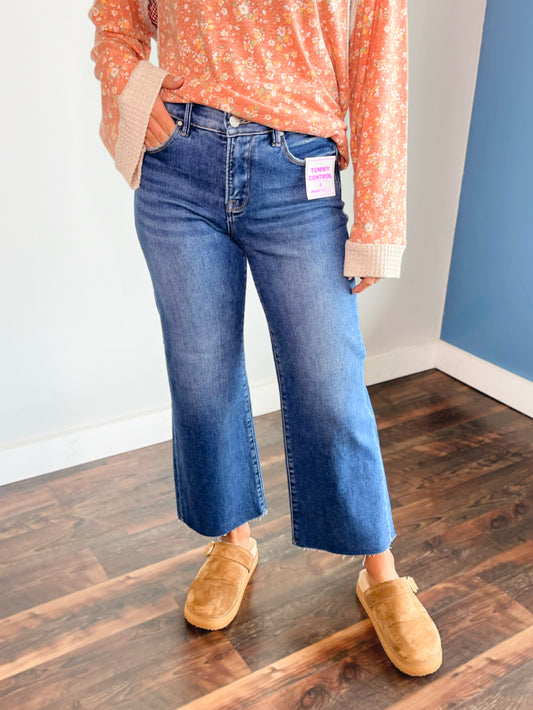 Davi Tummy Control Cropped Risen Jeans | Dark