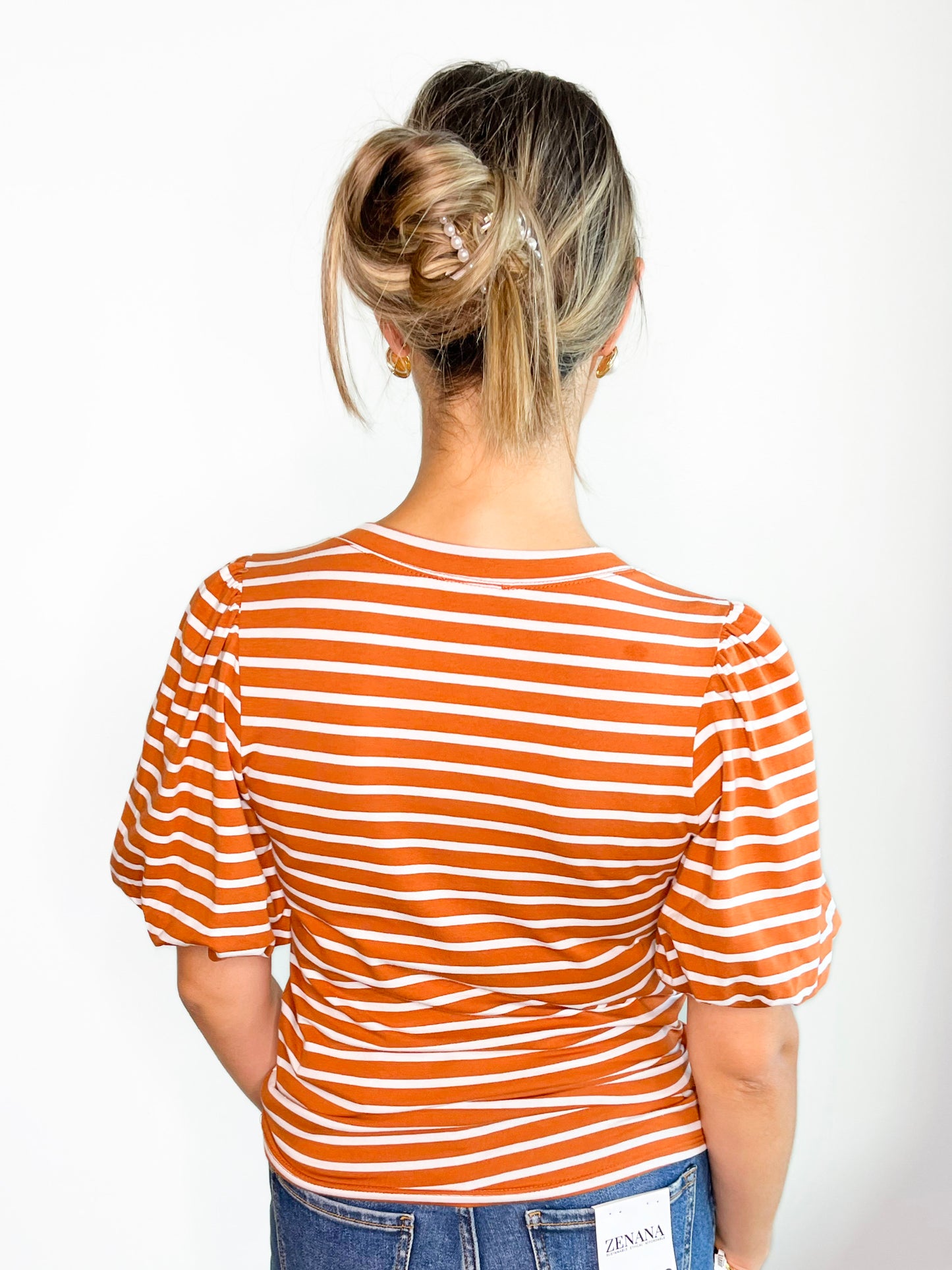Celia Striped Puff Sleeve Top