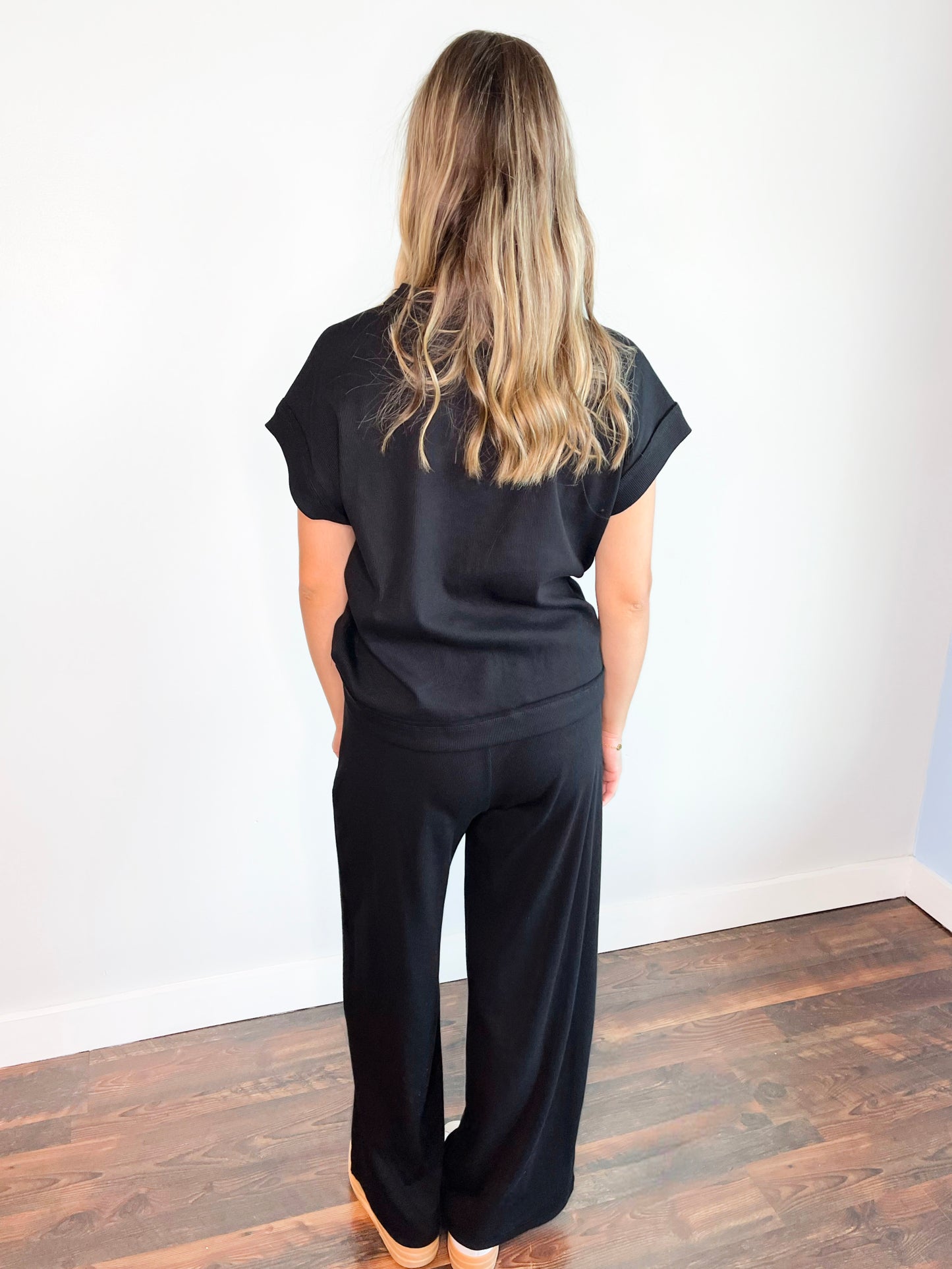 Hannah Ribbed Knit Set | Black