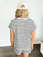 Nate Textured Stripe Top & Shorts Set | Black