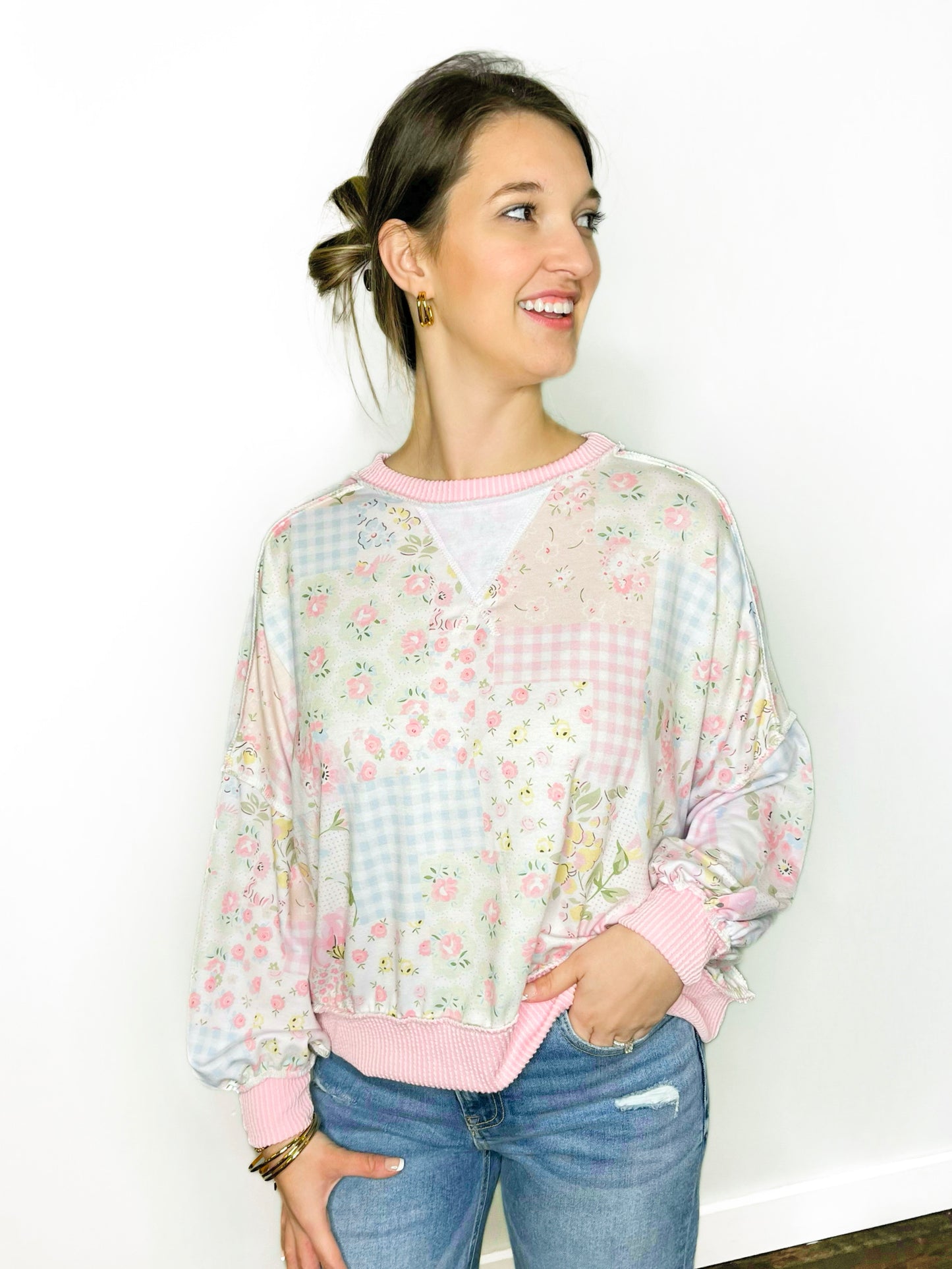 Shawna Patchwork Top | Blush