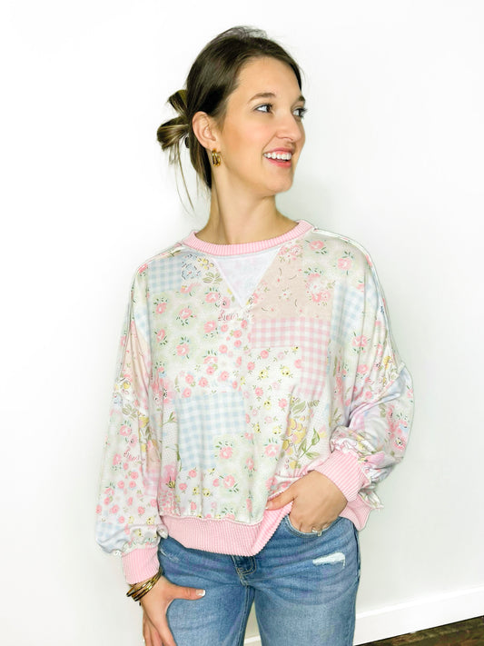Shawna Patchwork Top | Blush