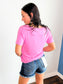 Riley Basic V-Neck Short Sleeve Tee | Candy Pink