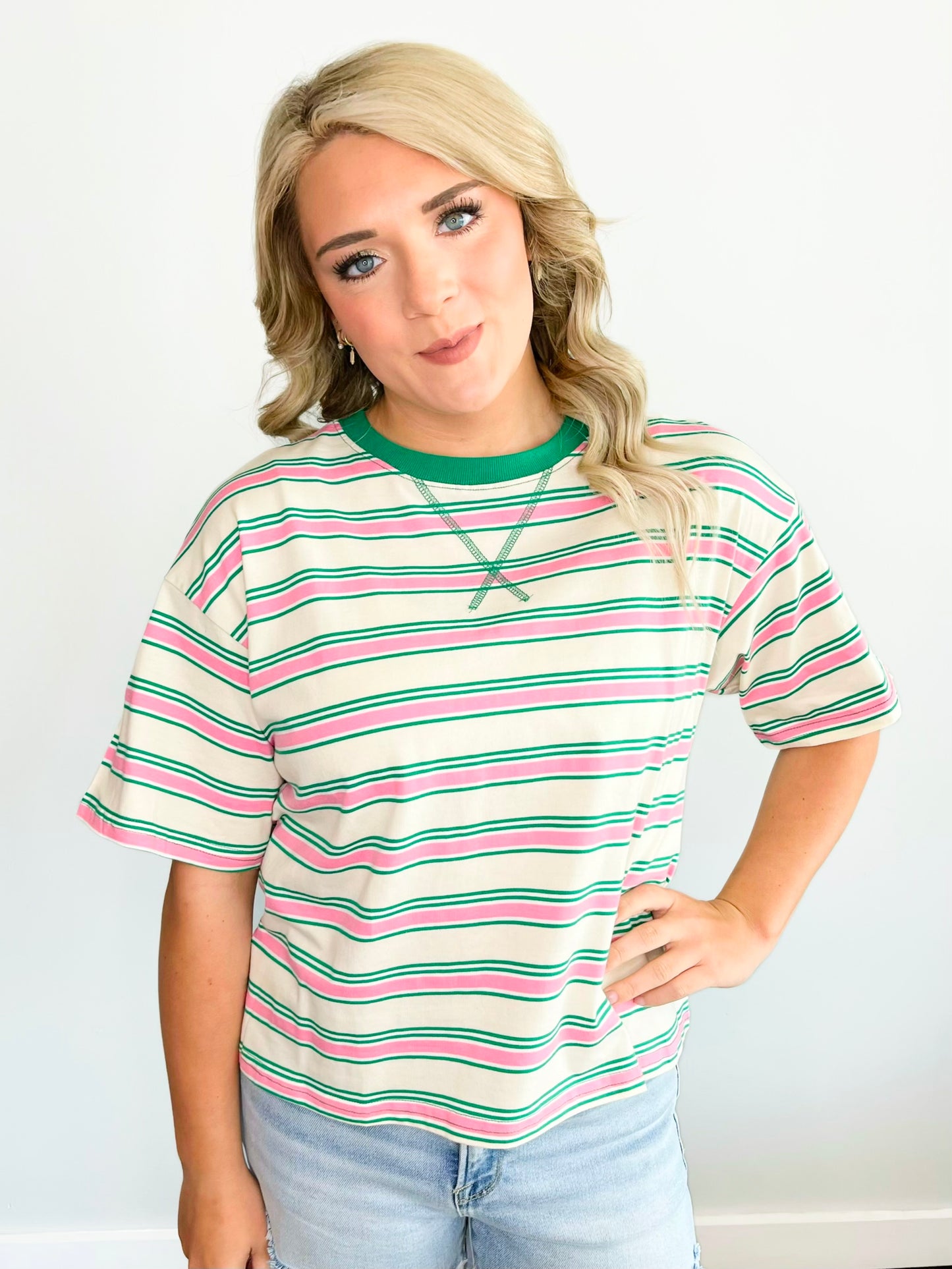 Evelyn Striped Top | Cream Combo