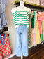 Kella Striped Short Sleeve Sweater Top | K. Green