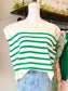 Kella Striped Short Sleeve Sweater Top | K. Green