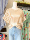 Andrea Striped Short Sleeve Top | Camel
