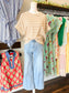Andrea Striped Short Sleeve Top | Camel