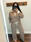 Marti Collared Henley Top & Pants Set | Brown/White