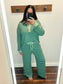 Marti Collared Henley Top & Pants Set | Sage/Green