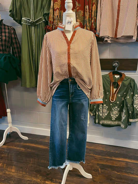 Emily Striped Button-Down Top