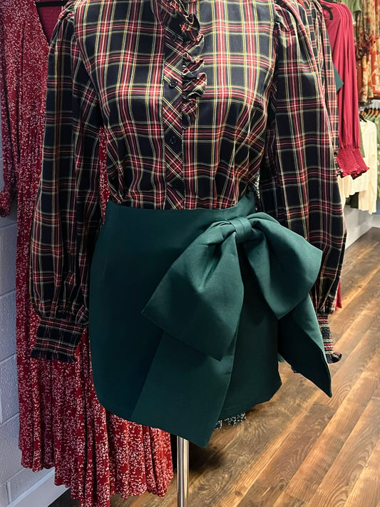 Iris Bow Detail Skirt | Hunter Green
